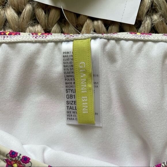 NWT Gianni Bini Diamond Border Pink and White Bikini Bottom Large - Picture 6 of 8